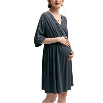Pregnant Clothing Hospital Nightgown Maternity Dress Nursing Nightgown Sleepwear for Breastfeeding Antimicrobial Bamboo Dresses