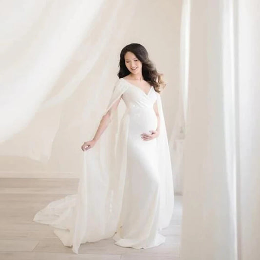 Women Maternity Elegant Gown off Shoulder Maxi Pregnancy Photography Dresses for Photoshoot