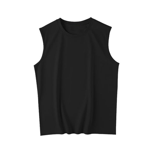 Summer Men's Loose Fit Training Sleeveless Mesh Breathable T-Shirt Quick-Dry Tank Top Short Sleeve