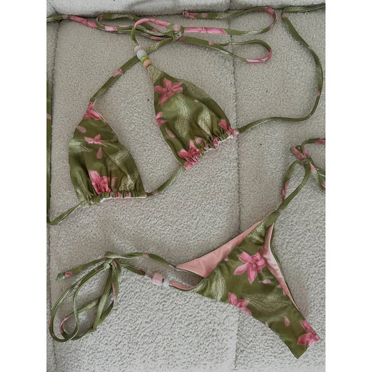 Micro Bikinis Push Up Swimsuit For Women Sexy Swimwear Brazilian Bikini Set Floral Print Biquini Swimsuit Summer Beachwear