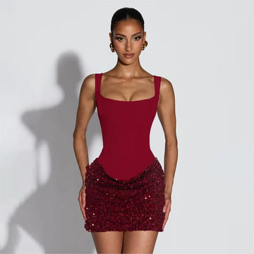 Summer Sexy Dress Vestidos Dresses Woman Vestido Hot Girl Style Trendy Package Hip Sequin Sling Banquet Backless Party Prom