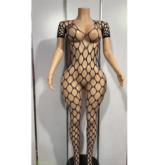 Sexy Lingerie Fishnet  Bodysuit Nightclub Open Crotch Women Underwear Babydoll Dresses Mesh Sex Body Stockings