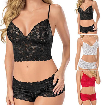 Women Sexy Fishnet Halter Lingerie Set Sleepwear Babydoll Erotic Crop Top And Panties For Sex Underwear Clothing Metal Circle