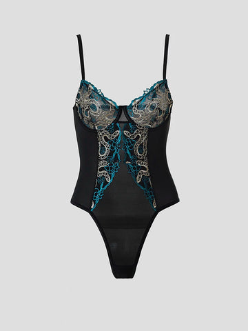 Women Mesh Embroidery Lingerie Bodysuit Sexy Slim Underwear Set Playful Fiery Beautiful Suspender Jumpsuit Ladies Apparel