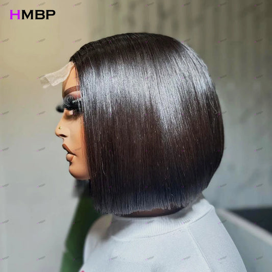 Straight Bob 13×6 HD Lace Front Wig Super Double Drawn Human Hair Glueless Lace Frontal Wigs Human Hair Pre Plucked For Woman