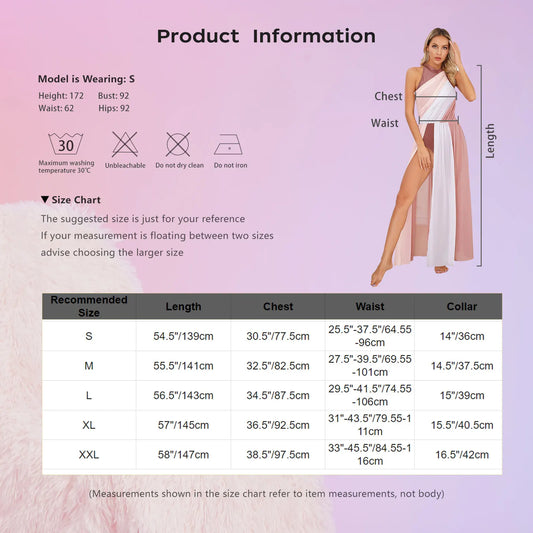 Women Ladies Lyrical Praise Dance Dress Performance Costume Modern Contemporary Celebration of Spirit Dancewear Split Long Dress
