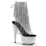ADORE-1017RSFT 7" Heel, 2 3/4" PF Open Toe/Heel Lace-Up Fringe Ankle Boot 7" Heel 5-14