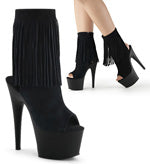 ADORE-1019 7" Heel 7" (17.8cm) Stiletto Heel, 2 3/4" (7cm) Platform Open Toe/Stiletto Heel Fringe Ankle Boot, Inner Side Zip Closure