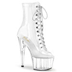 ADORE-1021C 7" Heel 7" (178mm) Heel, 2 3/4" (70mm) Platform Peep Toe Lace-Up Front Ankle Boot