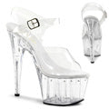 ADORE-708LS 7" Heel Size: 5-12 7" (17.8cm) Stiletto Heel, 2 3/4" (7cm) Platform Ankle Strap Sandal Featuring 1 Line Rhinestone on Platform & Heel