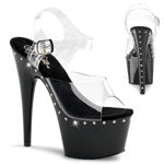 ADORE-708LS 7" Heel Size: 5-12 7" (17.8cm) Stiletto Heel, 2 3/4" (7cm) Platform Ankle Strap Sandal Featuring 1 Line Rhinestone on Platform & Heel