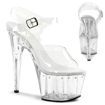ADORE-708 Clr/Clr, 7" Heel, Platform,