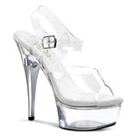 CAPTIVA-608 6" Heel Size: 5-13 6" (15.2cm) Heel (4.4cm) Platform Slide with Rhinestone on Back of Heel