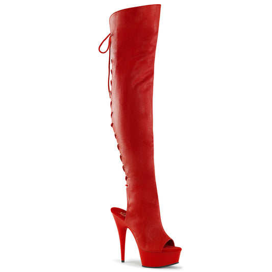 Red high knee boots – stylish red high heel knee-high fashion boots for women