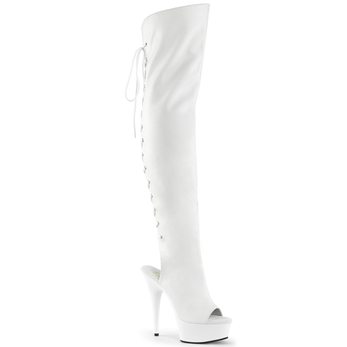 White knee high boots for women with sleek high heel fashion design