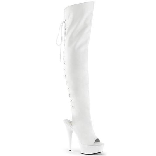 White knee high boots for women with sleek high heel fashion design